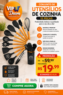 Jogo 12 Peças Utensílios Silicone Colher Espátula Preto